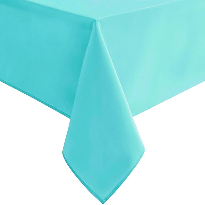Hiasan Solid Rectangle Tablecloth Aqua - Waterproof Washable Oblong Fabric Table Cloth for Dining Room Kitchen and Outdoor Use, 54 x 108 Inch
