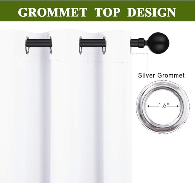 NICETOWN Draperies Curtains Panels, Blocking Out 50% Sunlight Window Treatment Curtains, Grommet Top Small Window Drapes for Bedroom (2 Panels, 34 by 72, White)