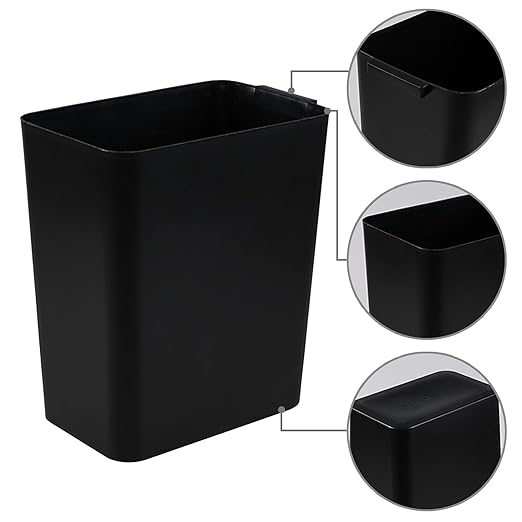 3-Pack 4.5 Gallon Plastic Small Trash Can Wastebasket, Black Garbage Container Basket