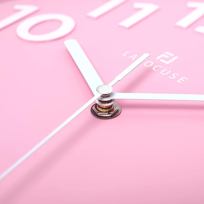 Lafocuse 12 Inch Silent 3D Numbers Pink Wall Clock for Living Room Decor, Battery Operated Pink Clocks for Girls Room Bedroom Kitchen