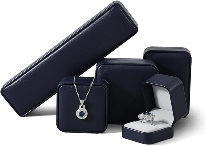 Necklace Gift Box, Leather Small Jewelry Box,Premium Jewelry Box For Necklaces,Luxury Necklace Case (Blue)
