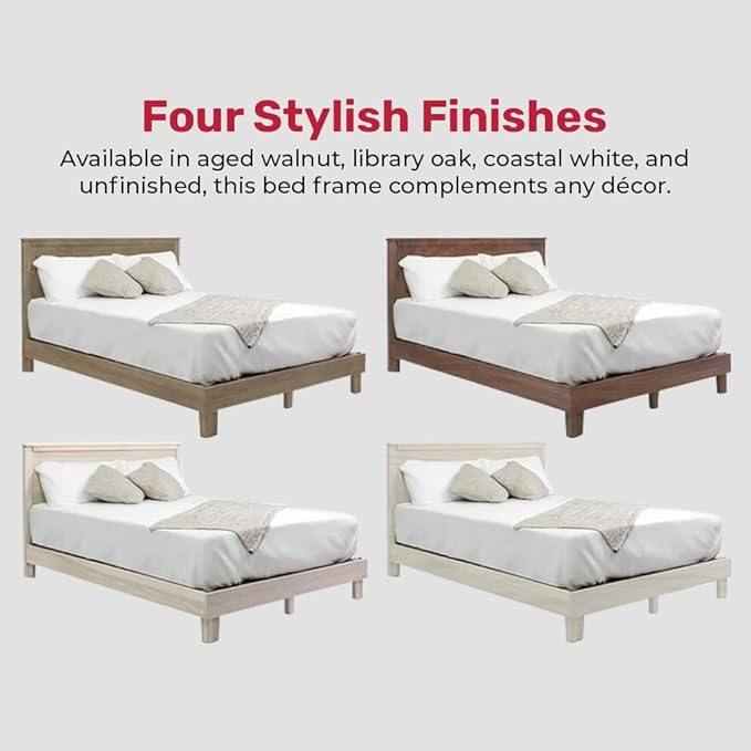 Solid Hardwood Platform Bed Frame, Headboard, & Slats, Quality Crafted in Pennsylvania, USA from Poplar by Mennonite Artisans, No Box Spring Needed, Easy Assembly