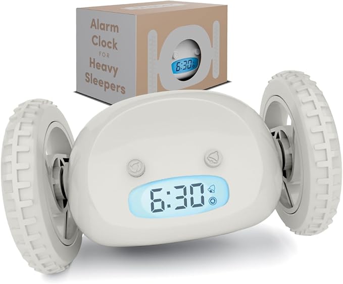 CLOCKY Extra Loud Alarm Clock for Heavy Sleepers on Wheels Rolls Runs Away Vibrating, Easy to Set Super Smart Snooze Digital Bed Shaker Alarm Clock Funny Gift for Adults Kids Teens Bedrooms (Mist)