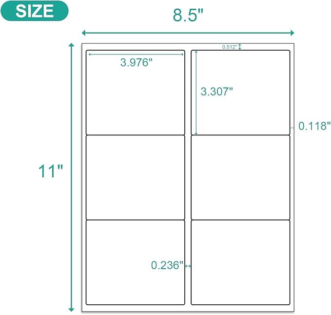 MFLABEL 3-1/3" x 4" FBA Shipping Address Labels, 6-UP, White, Easy to Peel, 150 Labels (25 Sheets)