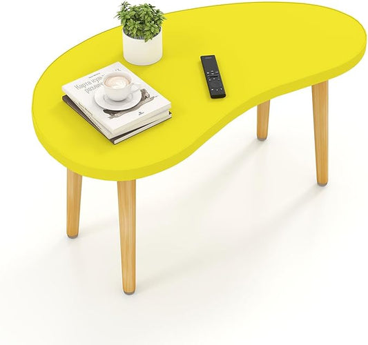Mango Coffee Table Low Table with 4 Solid Wood Sturdy Legs, Floor Table Desk for Sitting on The Floor, Storage and Living Room Furniture (Yellow)