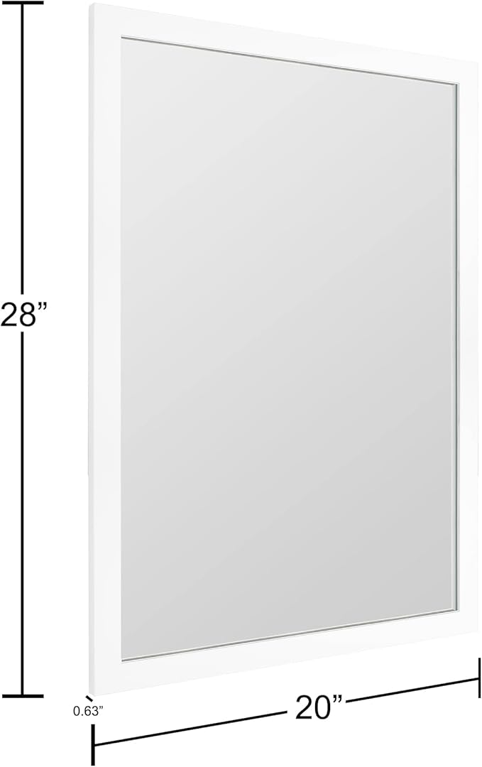 BOMINICA Rectangular Wall Mirror 20” x 28” Bathroom Mirror Framed Wall Mirror for Living Room, Vanity, White