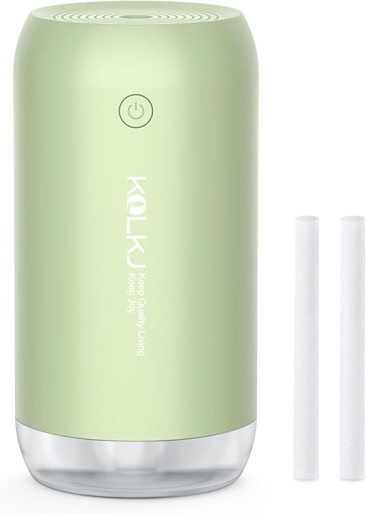 Portable Mini Humidifier, KQLKJ 350ml Small Cool Mist Humidifiers, USB Personal Desktop Humidifier for Bedroom Car Office Travel with Auto Shut-Off & 2 Mist Modes (Green)