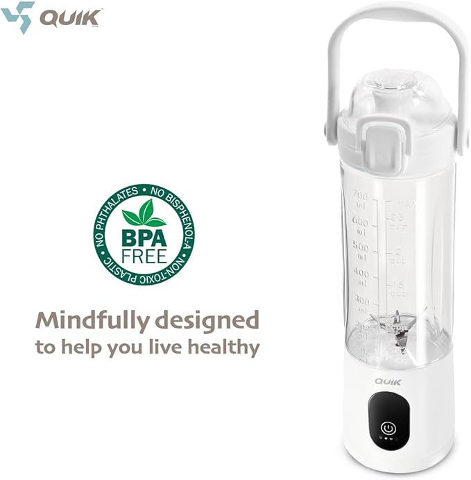 Portable Blender - Cordless 24oz. Personal Blender for Shakes and Smoothies, Licuadora, BPA Free - Ice Crush, Dishwasher safe parts, Waterproof, Triple Batteries, Juicer Cup (White)