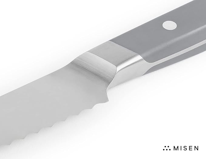 Misen Serrated Bread Knife - High-Carbon Japanese AUS8 Steel - Perfect for Soft Foods, Bread, Pastries, and Fruits - Verstatile Slicer, Razor-Sharp Edge, Durable Blade, Ergonomic Handle - 5", White