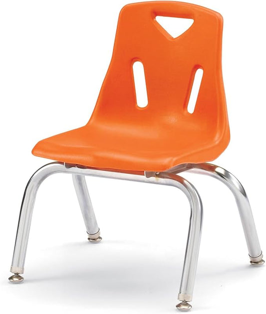 Jonti-Craft Berries 8140JC1114 Stacking Chair with Chrome-Plated Legs, 10" Height, Orange