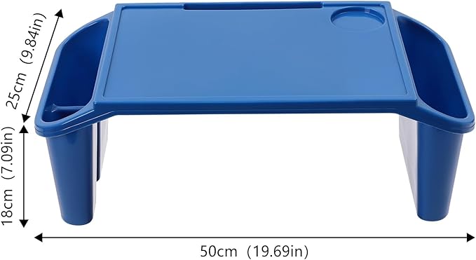 6 Pcs Kids Lap Desk Tray, Plastic Breakfast Lap Desk Trays with Side Pockets and Slot, Portable Lap Table Snack Tray for Eating, Writing, Drawing, Game, 19.69" L x 9.84" W x 7.1" H (6 Colors)