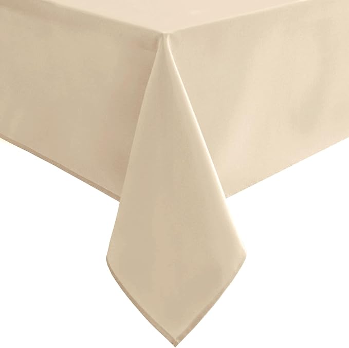 Hiasan Waterproof Tablecloth Rectangle - Washable Fabric Table Cloth for Dining Room Kitchen Birthday Party and Outdoor Use, Beige, 54 x 120 Inch