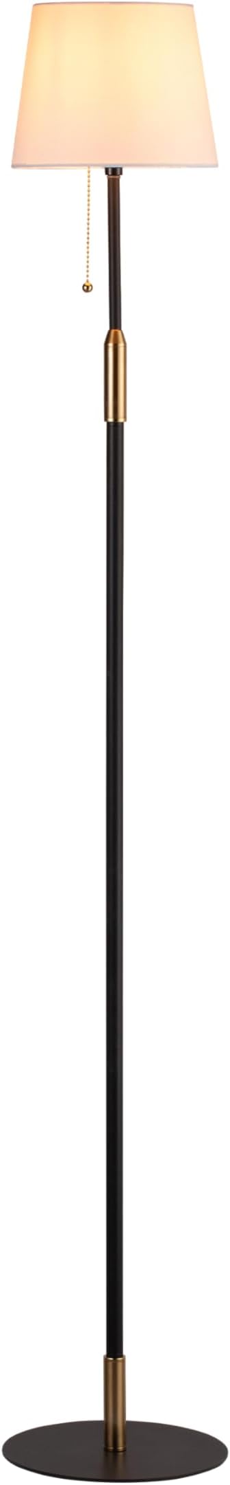 O'Bright Velum - Classic Floor Lamp, Elegant Linen Shade, Pull Chain Switch, Luxury Gold Handle, Modern Minimalist Design - Perfect for Living Room, Bedroom, Office - Black