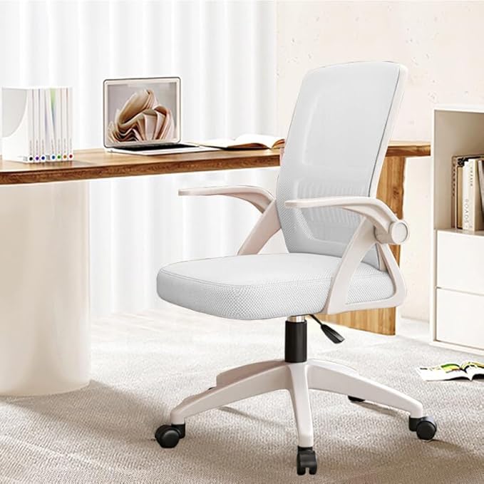 Home Office Chair Ergonomic Breathable Mesh Chair High Back with Adjustable Height Swivel with Flip-Up Arms and Lumbar Support