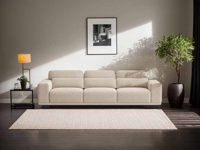 Pipishell 3 Seater Couch, Modern Linen Fabric Armchair for Living Room, 89" Comfy 3-Seater Sofas, Mid-Century Accent Chair Upholstered Couch with Removable Washable Cover