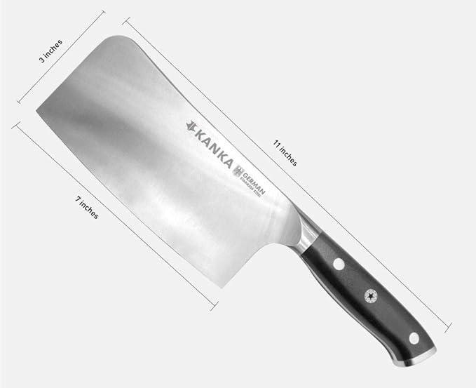 KANKA 7 inch Meat Cleaver Knife – Professional Knife for BBQ & Kitchen, Ergonomic Handle Stainless Steel Butcher for Meat, Fish & Bone Cutting - Heavy Duty Chef Chopper Razor Sharp & Rust-Resistant