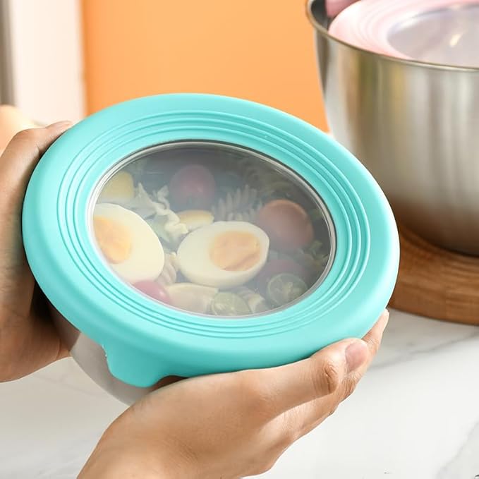 Mixing Bowl Set with Lids 3 Pieces Stainless Steel Mixing Bowl Nesting Metal Bowl Set for Cooking Baking Prepping & Food Storage Dishwasher Safe