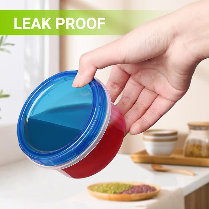 8 oz Freezer Storage Containers with Twist Top Lids, 10 Pack Reusable Meal Prep Containers Plastic Stackable Leakproof Food Storage Containers for Soup, Sauce, Salad, Leftover, Oats