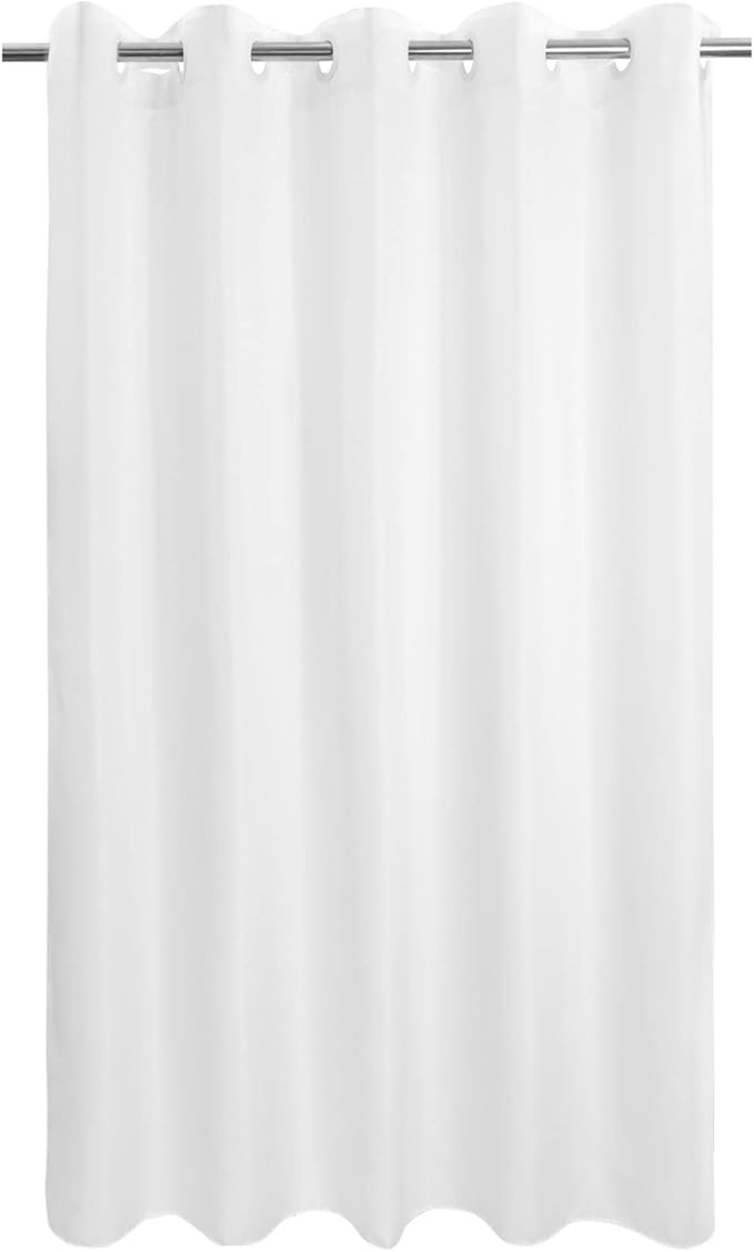 No Hook Long Shower Curtain or Liner Soft Microfiber - 78" Length Fabric Shower Curtain Liner Set, Machine Washable & Water Repellent, White, 71x80