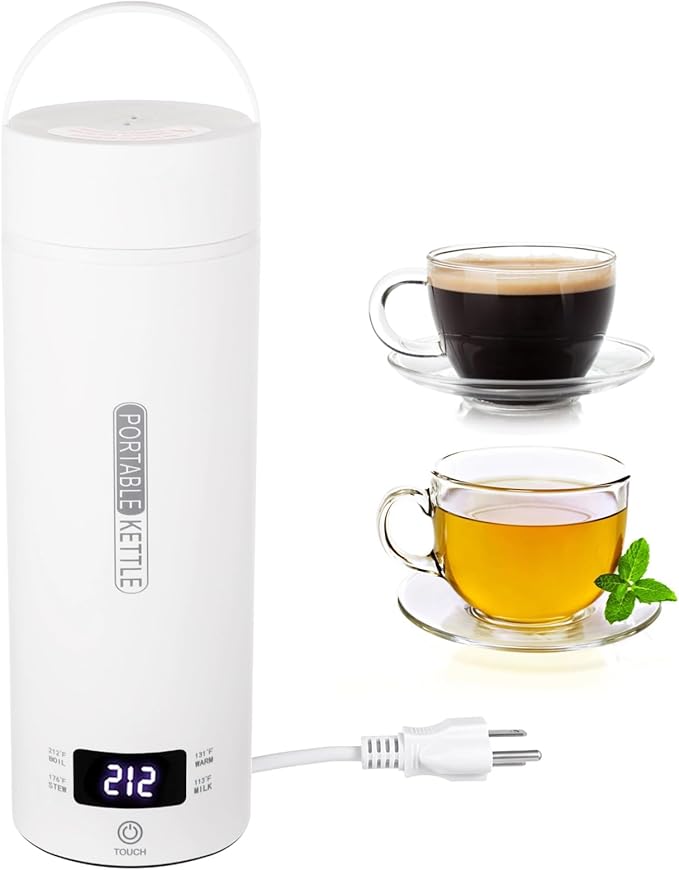 Portable Travel Electric Kettle, 16.9 oz Tea Kettle, 316 Stainless Steel Liner, 4 Temperature Settings, LCD Display, Auto Shut-Off & Fast Boiling, Mini Water Boiler for Home, Office