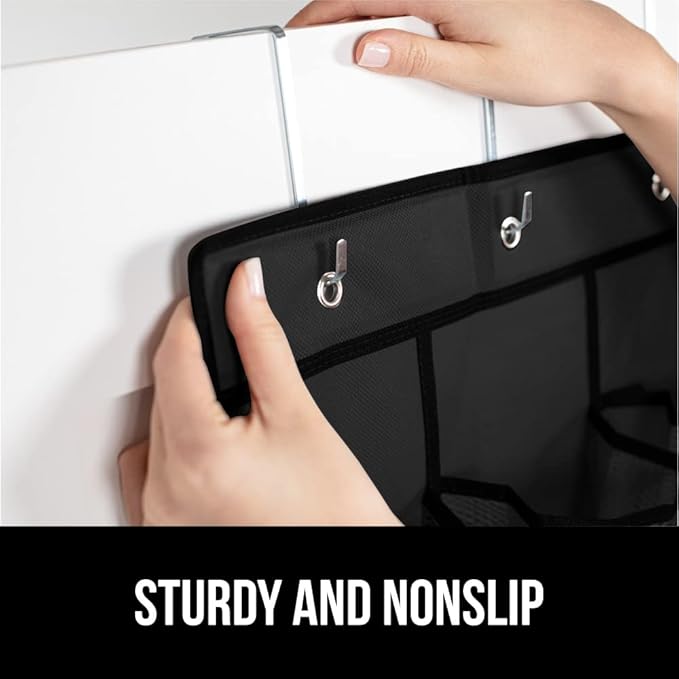 GORILLA GRIP Over the Door Shoe Organizer, 35 Large Breathable Mesh Pockets, Space Saving Hanging Storage Holder, 5 Hook Closet Rack Hanger, Hangs on Closets for Shoes, Accessories 68.5H x 24.5W Black