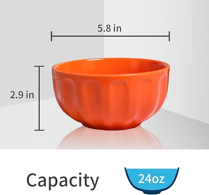 amhomel 6-Piece 24 Ounce Ceramic Soup/Cereal/Rice/Dessert Bowls, Lead-Free, Dishwasher & Microwave Safe