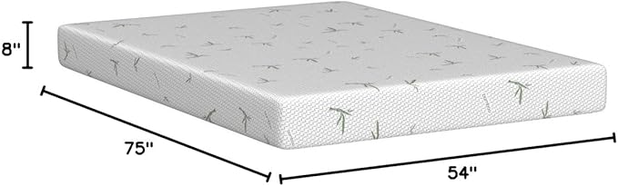 IULULU Full Mattress in a Box, 8 Inch Memory Foam Mattress with Breathable Bamboo Cover, Green Tea Full Size Mattress Made in USA for Cool Sleep, Medium Firm, CertiPUR-US Certified