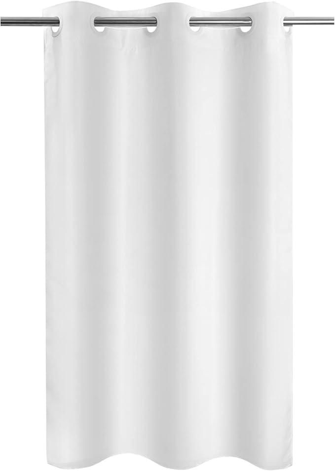 River Dream No Hook Stall Fabric Shower Curtain 48" Wide - Soft Microfiber Shower Stall Curtain Hotel Grade, Waterproof & Machine Washable, White, 48x74