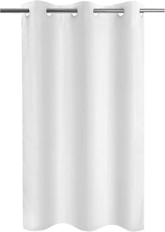 River Dream No Hook Stall Fabric Shower Curtain 48" Wide - Soft Microfiber Shower Stall Curtain Hotel Grade, Waterproof & Machine Washable, White, 48x74