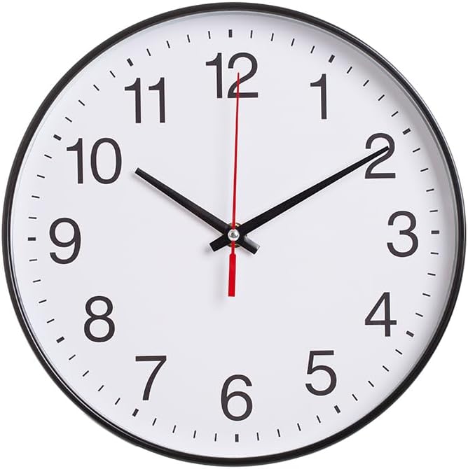 Material: Plastic frame Dampproof glass lens Minimalist Design: Approx. 10 inch diameter, 2.5cm deep Black