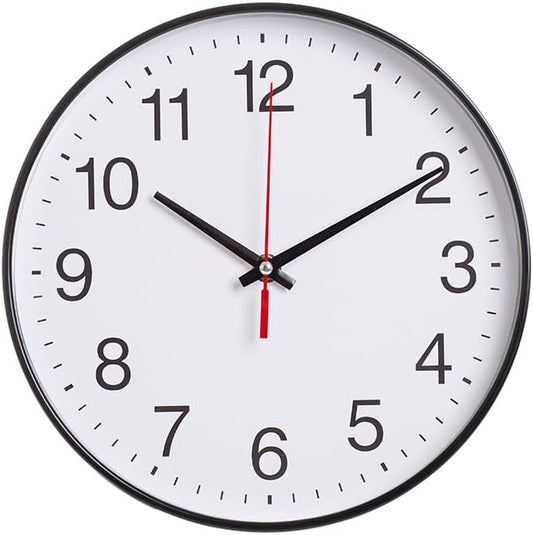 Material: Plastic frame Dampproof glass lens Minimalist Design: Approx. 10 inch diameter, 2.5cm deep Black