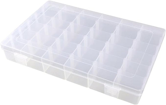 Clear Plastic Jewelry Box Organizer Storage Container with Adjustable Dividers (36 Grids)