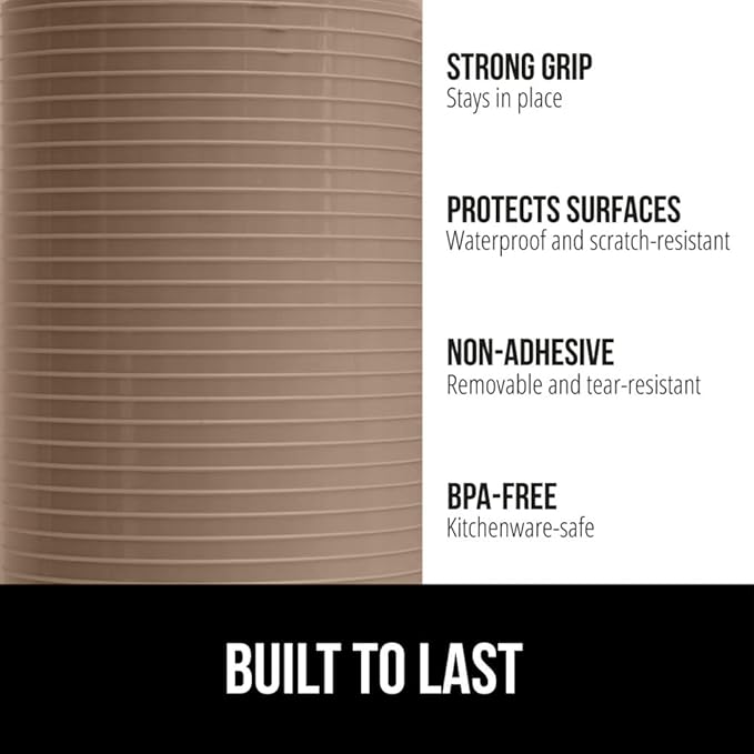 GORILLA GRIP DuraGuard Shelf Liner, 20x20 Non-Adhesive Cabinet Liners for Kitchen Drawers, Shelves, Refrigerator, Pantry Storage, Bathroom Closet, Durable Waterproof BPA Free Ribbed Plastic, Beige