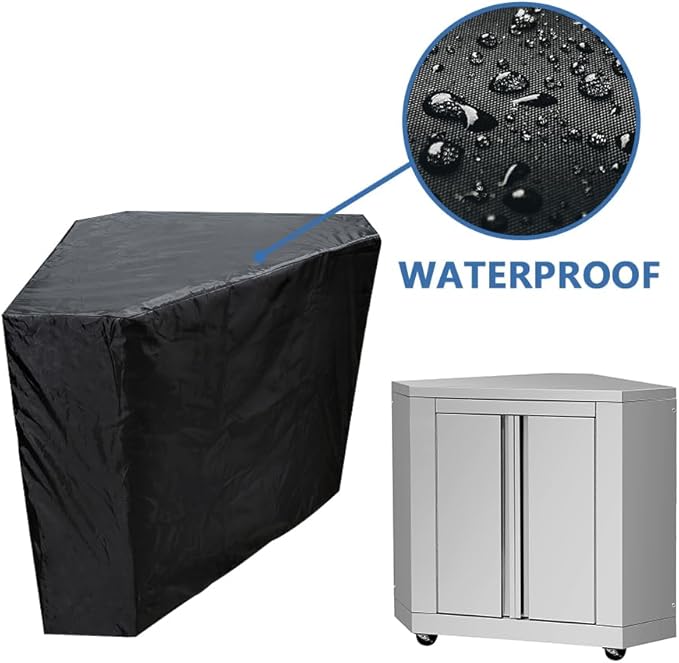 CT Copper Tailor Outdoor Kitchen Corner Cabinet Cover Black, Heavy duty Waterproof 600D Oxford