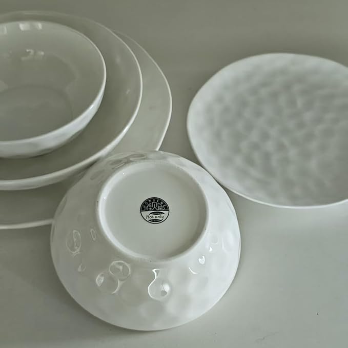 8 Inch Pasta and Salad Bowls, Serving and Soup Bowl Set, Microwave Safe Ceramic Plates, Set of 2, White