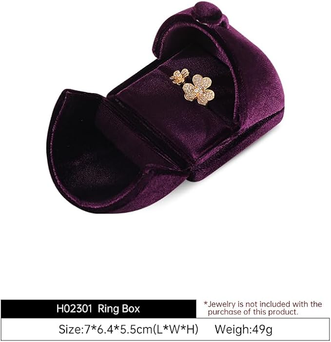 Velvet Ring Box，Engagement Jewelry Gift Boxes Holder for Women,Ceremony Rings Display for Proposal,Wedding Day Case (Purple)