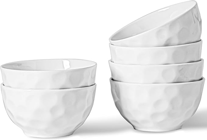 Porcelain Soup Bowls, 4.5 Inch Ice Cream Bowl, Kitchen Bowl Set, Fruit Bowls, Microwave and Dishwasher Safe, Set of 6