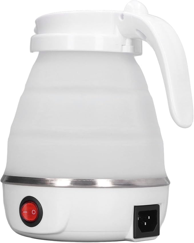 Folding Electric Kettle, US Plug 110V 400W Collapsible Hot Water Kettle with Detachable Power Cord for Desktop (White)