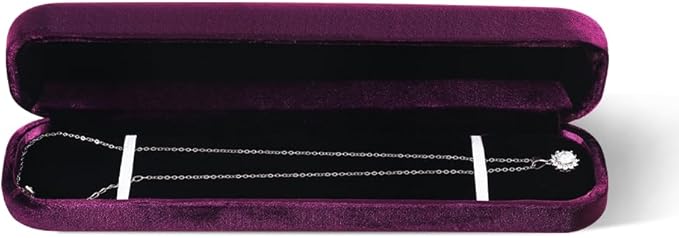 Resilient Velvet Ring Earrings Bracelet Necklace Display Box, Travel Mini Jewelry Organizer Case (Purple, Long Chain Box)
