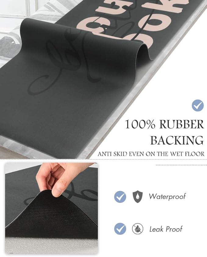 MontVoo-Bath Mat Rug Long Non Slip Super Absorbent Bathroom Runner Stain Resistant Quick Dry Thin Bathroom Mat Fit Under Door-17"x70",Pink