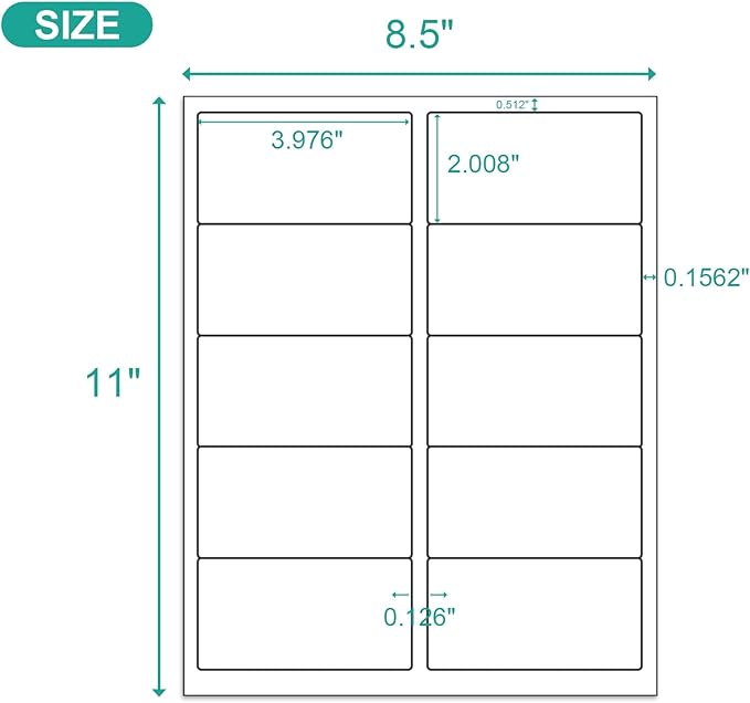 MFLABEL 2x4 Shipping Address Labels - 10-UP, 4000 Count, 400 Sheets for Printer - Internet Mailing Stickers, 2" x 4" FBA for Laser/Inkjet Printer