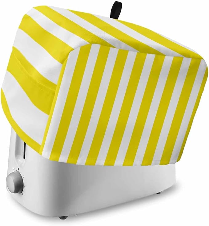 Toaster Cover 2 Slice Yellow Stripes Toaster Oven Cover with Pockets Vertical Striped Dustproof Bakeware Protector Small Kitchen Appliance Dust Covers and Fingerprint Protection for Women