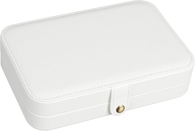 Small Jewelry Box, Travel Jewelry Case Portable Jewelry Boxes for Women, 2-Layer Mini Jewelry Travel Organizer, Gift for Women Girls,White B