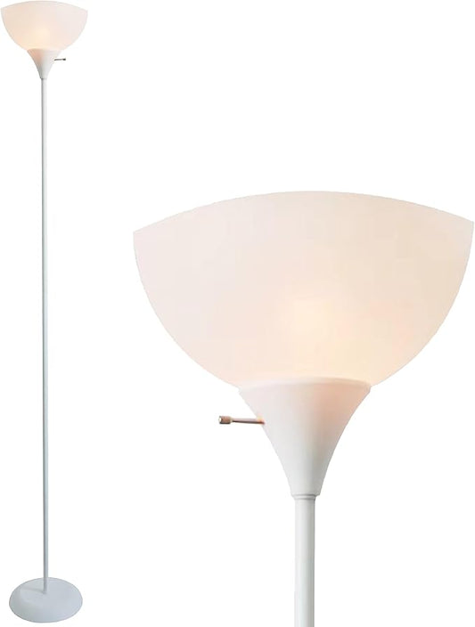 Newhouse Lighting NHFL-JO-WH Joey 71-inch Modern Standing, Torchiere Floor Lamp for Bedrooms, Living Room | Durable Floor Lamp for Home, Office, Reading (White)
