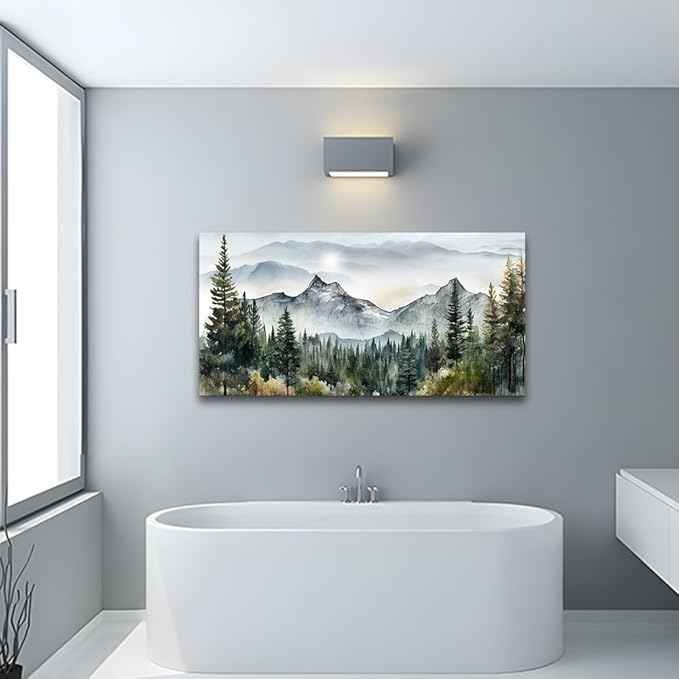 Wapluam Abstract Mountain Landscape Canvas Art - Modern Wall Decor For Living Room, Bedroom - Stretched & Framed, Ready To Hang