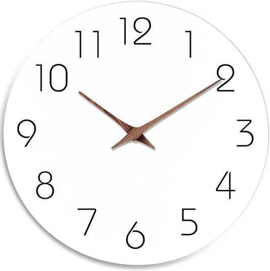 Mosewa Large Wall Clock Battery Operated 16 Inch White Silent Non Ticking Simple Minimalist Clock Decorative for Kitchen Home Bedroom Living Room Office