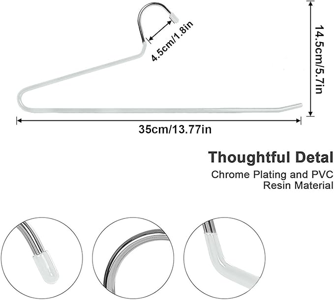 Devesanter 20 Pack Open-Ended Metal Pants Hangers - Durable, Non-Slip Coating, Space Saving, Easy Use Coat Hangers for Short Skirts, Pants, Jeans, Slacks, Blankets (White)