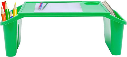 Set of 6 Kids Lap Desk Tray, Portable Activity Table, Plastic, Stackable for Drawing, Writing, Eating, Classroom, 19.69" L x 9.84" W x 7.09" H, Green