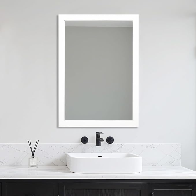 Ruomeng Rectangular Wall Mirror 24" x 36" for Bathroom, Bedroom, Entryway, Living Room, White