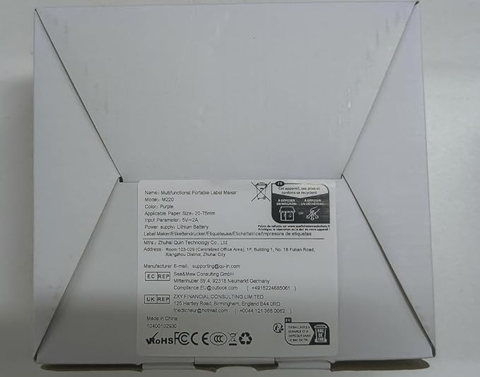 Phomemo M220 Label Maker, Bluetooth Thermal Label Maker Machine for Barcode, Address, Home, Mailing, Small Business,Clothing, Portable Wireless Printer with 1 Rolls Label, Purple